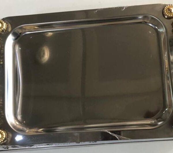 سيني استيل پايه دار طلايي ٢ سايز متوسط و بزرگ