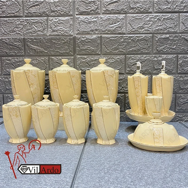 ویژه سرویس پاسماوری و ادویه 14 پارچه مدل استیج کرم